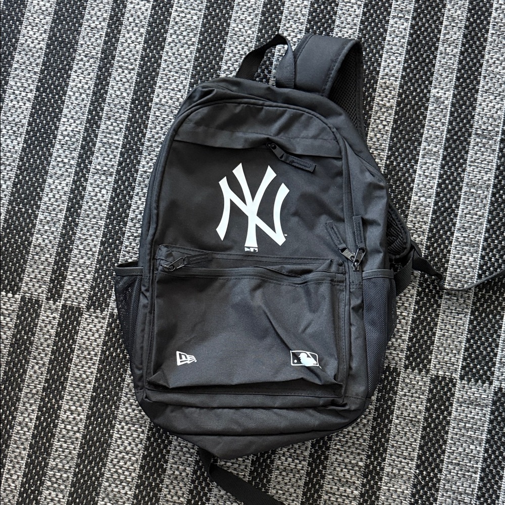 New Era Black Backpack with White Logo